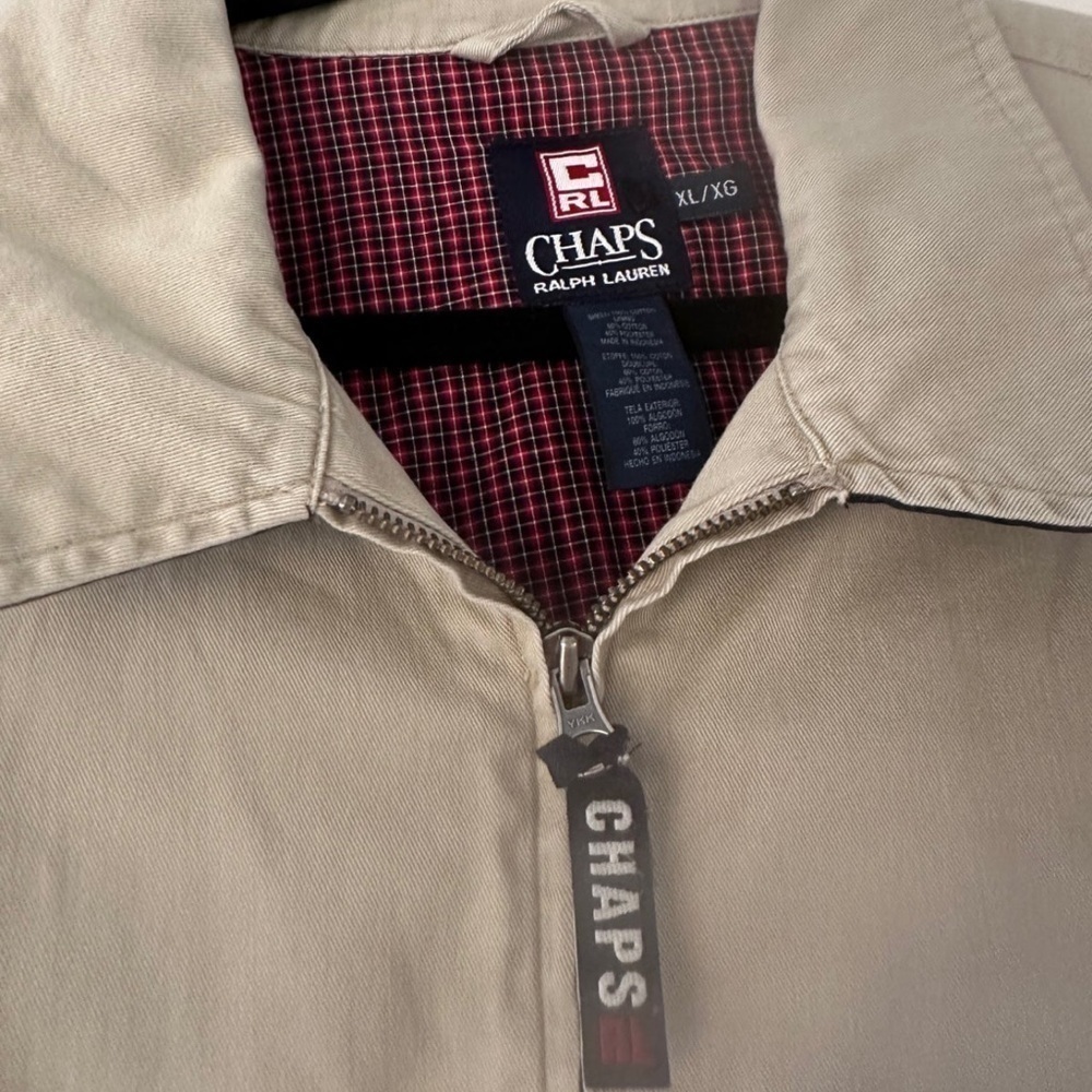 Chaps Ralph Lauren Men’s bomber jacket 90’s size XL plaid interior beige…​​​ - Picture 3 of 3